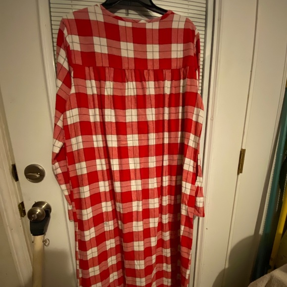 red and white long sleeve plaid flannel pajamas - Picture 4 of 9